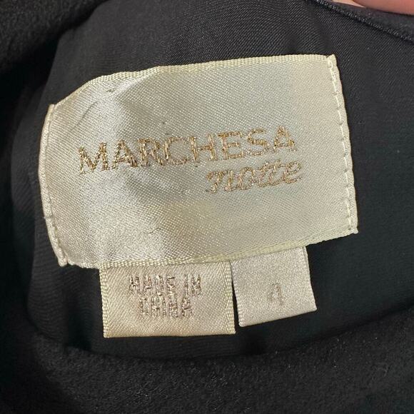 Marchesa Notte Dress One Shoulder Mini Bow Beaded Belted Cocktail LBD Black 4 - Picture 5 of 9